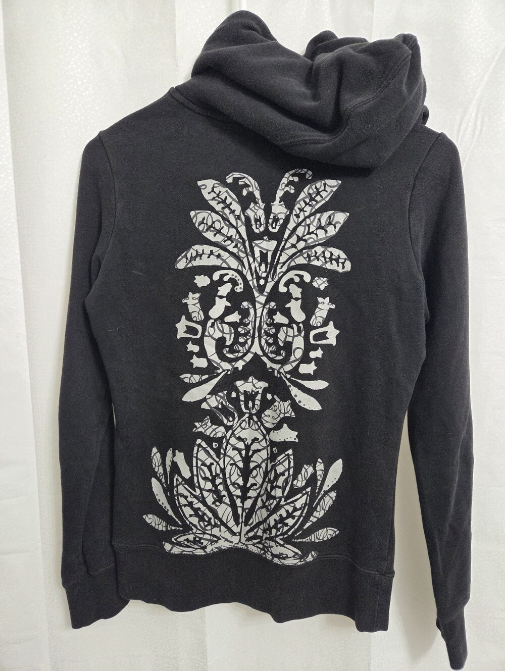 The North Face Black Full Zip Hoodie With Botanical Print Size XS